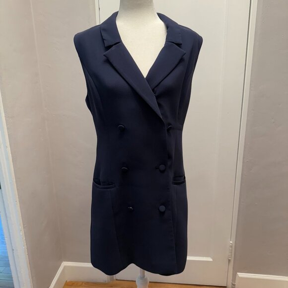 Good American Dresses & Skirts - GOOD AMERICAN Navy Ponte Sleeveless Blazer Dress